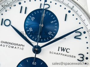 Portuguese Chrono IW3716 Z+F 1:1 Best Edition White/Blue Dial on Blue Rubber Strap A69355 - Image 9