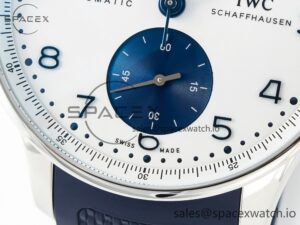 Portuguese Chrono IW3716 Z+F 1:1 Best Edition White/Blue Dial on Blue Rubber Strap A69355 - Image 11