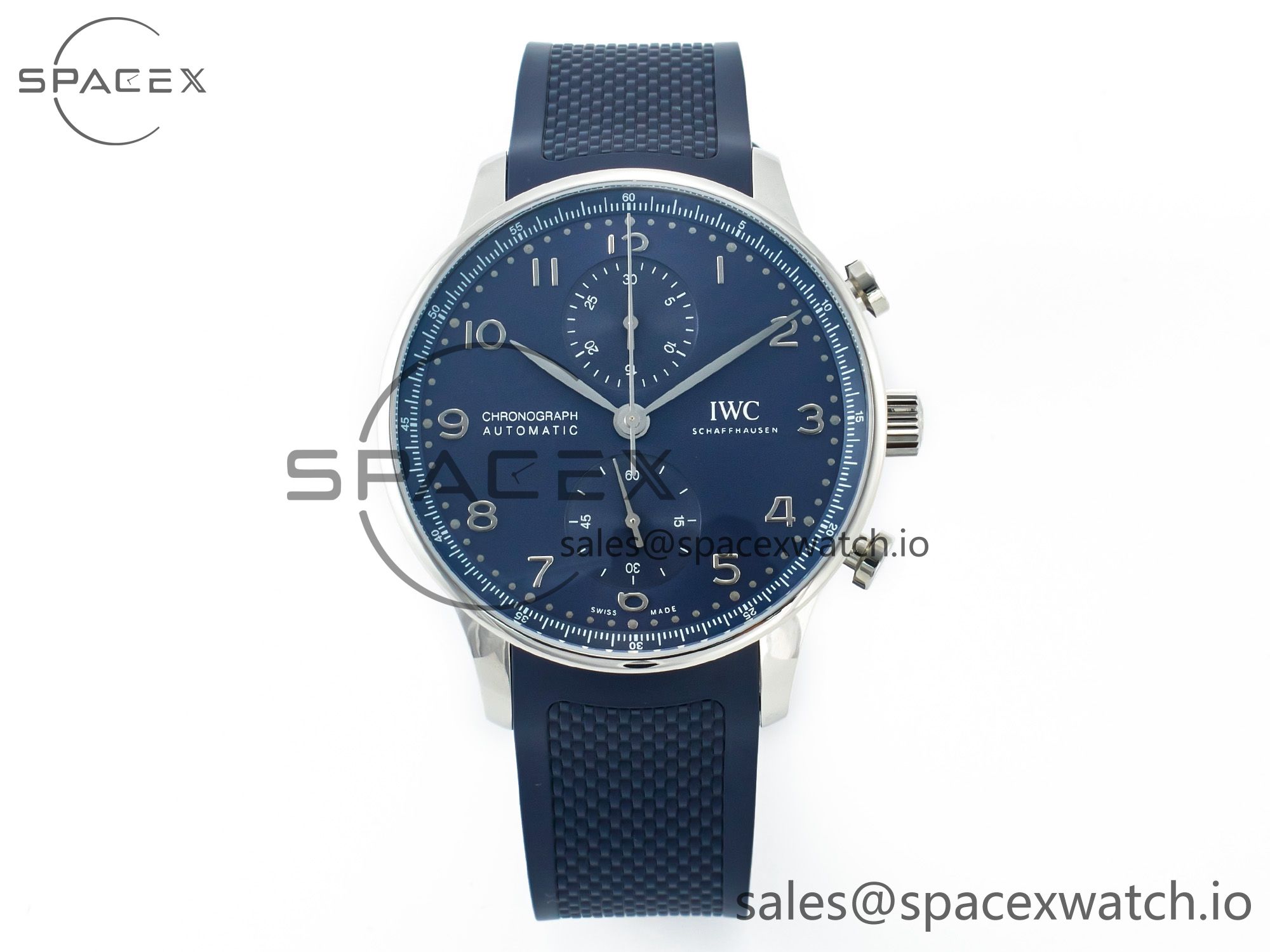 IMG_8595 拷贝 Portuguese Chrono IW3716 Z+F 1:1 Best Edition Blue Dial on Blue Rubber Strap A69355 - Image 1