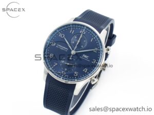 Portuguese Chrono IW3716 Z+F 1:1 Best Edition Blue Dial on Blue Rubber Strap A69355 - Image 4
