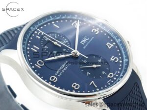 Portuguese Chrono IW3716 Z+F 1:1 Best Edition Blue Dial on Blue Rubber Strap A69355 - Image 6