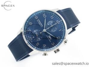Portuguese Chrono IW3716 Z+F 1:1 Best Edition Blue Dial on Blue Rubber Strap A69355 - Image 7