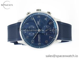 Portuguese Chrono IW3716 Z+F 1:1 Best Edition Blue Dial on Blue Rubber Strap A69355 - Image 8
