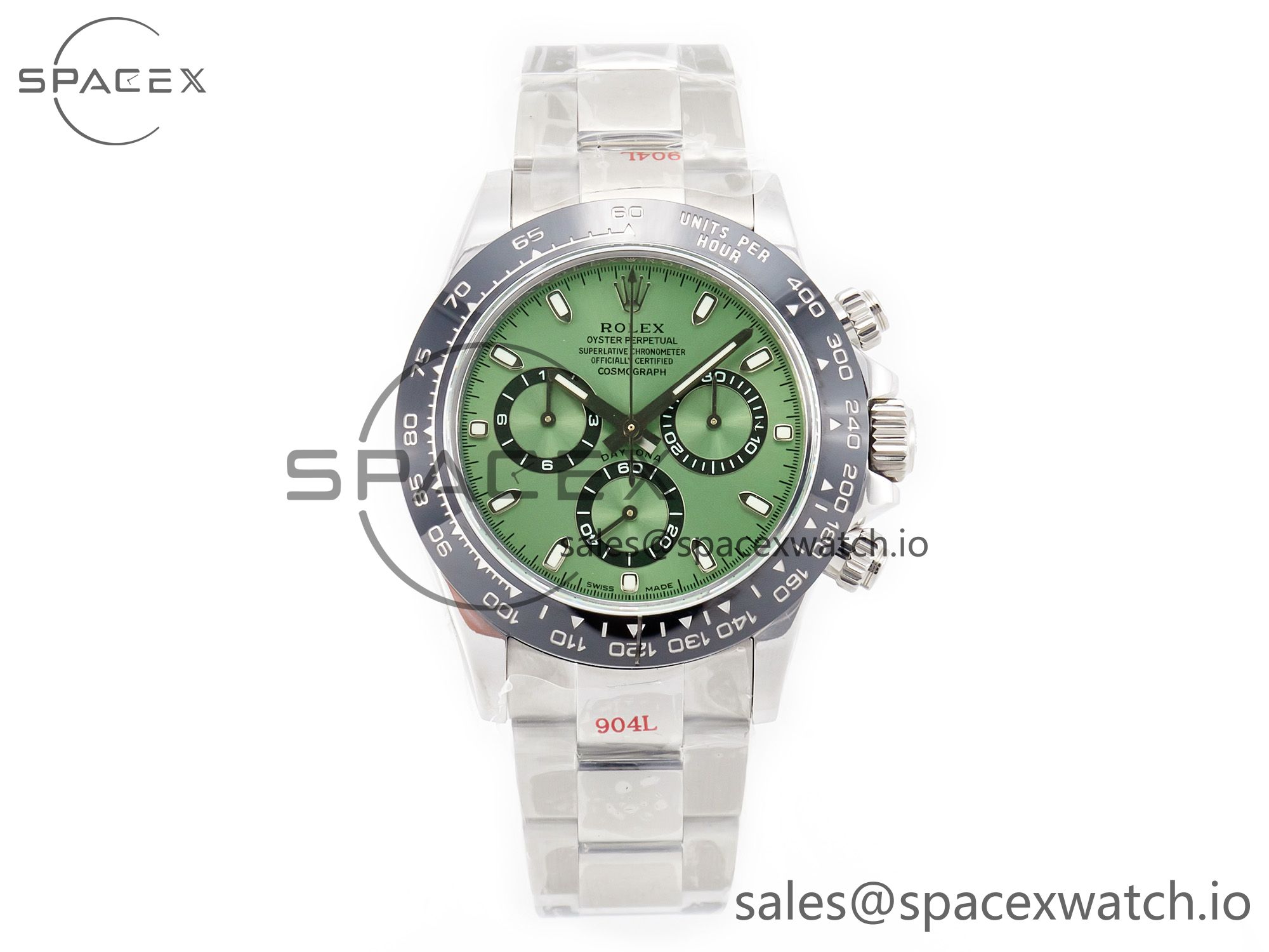 IMG_8975 拷贝 Daytona Black Ceramic Bezel Noob Best Edition Green Dial on SS Oyster Bracelet SA4130 - Image 1
