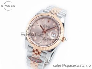 DateJust 41 126331 Clean 904L SS/RG 1:1 Best Edition Rose Gold Diamond Dial on SS/RG Jubilee Bracelet VR3235 - Image 4
