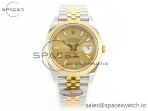 DateJust 41 126333 Clean 1:1 Best Edition 904L Steel YG Textured Dial on SS/YG Jubilee Bracelet VR3235