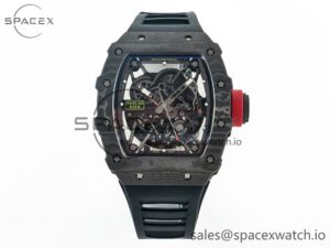 RM035 Carbon SONIC Best Edition Skeleton Dial on Black Rubber Strap Clone RMUL2 V2