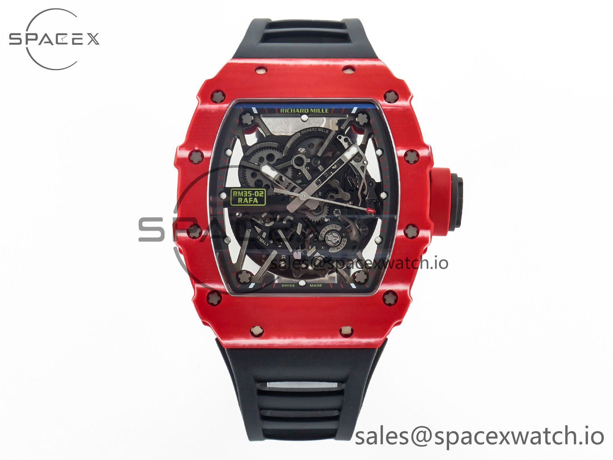 IMG_9207 拷贝 RM035 Red Carbon SONIC Best Edition Skeleton Dial on Black Rubber Strap Clone RMUL2 V2 - Image 1