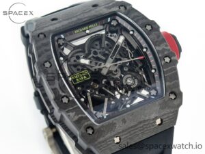 RM035 Carbon SONIC Best Edition Skeleton Dial on Black Rubber Strap Clone RMUL2 V2 - Image 3
