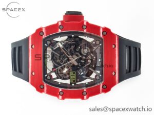 RM035 Red Carbon SONIC Best Edition Skeleton Dial on Black Rubber Strap Clone RMUL2 V2 - Image 7