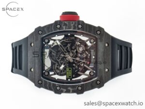 RM035 Carbon SONIC Best Edition Skeleton Dial on Black Rubber Strap Clone RMUL2 V2 - Image 8