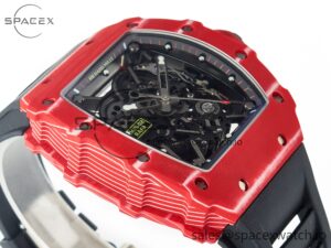 RM035 Red Carbon SONIC Best Edition Skeleton Dial on Black Rubber Strap Clone RMUL2 V2 - Image 5