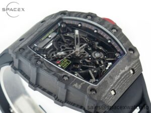 RM035 Carbon SONIC Best Edition Skeleton Dial on Black Rubber Strap Clone RMUL2 V2 - Image 6