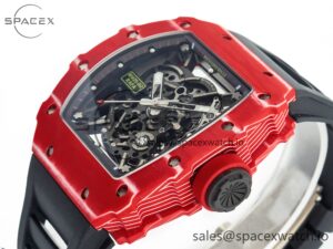 RM035 Red Carbon SONIC Best Edition Skeleton Dial on Black Rubber Strap Clone RMUL2 V2 - Image 4