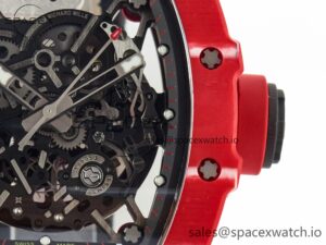 RM035 Red Carbon SONIC Best Edition Skeleton Dial on Black Rubber Strap Clone RMUL2 V2 - Image 11