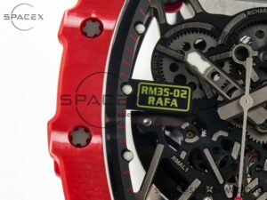 RM035 Red Carbon SONIC Best Edition Skeleton Dial on Black Rubber Strap Clone RMUL2 V2 - Image 9