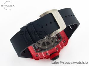 RM035 Red Carbon SONIC Best Edition Skeleton Dial on Black Rubber Strap Clone RMUL2 V2 - Image 15