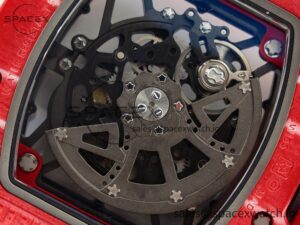 RM035 Red Carbon SONIC Best Edition Skeleton Dial on Black Rubber Strap Clone RMUL2 V2 - Image 17