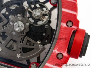 RM035 Red Carbon SONIC Best Edition Skeleton Dial on Black Rubber Strap Clone RMUL2 V2 - Image 18