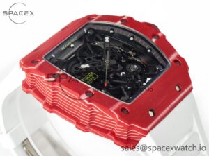 RM035 Red Carbon SONIC Best Edition Skeleton Dial on White Rubber Strap Clone RMUL2 V2 - Image 6
