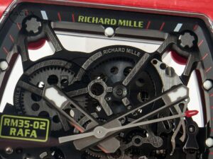 RM035 Red Carbon SONIC Best Edition Skeleton Dial on White Rubber Strap Clone RMUL2 V2 - Image 11