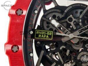 RM035 Red Carbon SONIC Best Edition Skeleton Dial on White Rubber Strap Clone RMUL2 V2 - Image 9