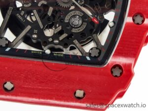 RM035 Red Carbon SONIC Best Edition Skeleton Dial on White Rubber Strap Clone RMUL2 V2 - Image 12