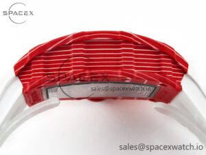 RM035 Red Carbon SONIC Best Edition Skeleton Dial on White Rubber Strap Clone RMUL2 V2 - Image 13