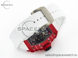 RM035 Red Carbon SONIC Best Edition Skeleton Dial on White Rubber Strap Clone RMUL2 V2 - Image 15