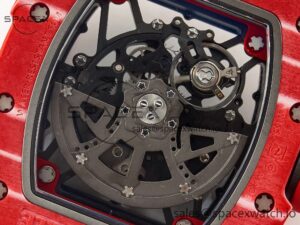 RM035 Red Carbon SONIC Best Edition Skeleton Dial on White Rubber Strap Clone RMUL2 V2 - Image 17