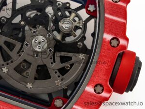 RM035 Red Carbon SONIC Best Edition Skeleton Dial on White Rubber Strap Clone RMUL2 V2 - Image 19