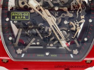 RM035 Red Carbon SONIC Best Edition Skeleton Dial on Black Rubber Strap Clone RMUL2 V2 - Image 19