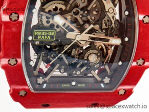 RM035 Red Carbon SONIC Best Edition Skeleton Dial on White Rubber Strap Clone RMUL2 V2 - Image 18
