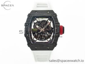 RM035 Carbon SONIC Best Edition Skeleton Dial on White Rubber Strap Clone RMUL2 V2