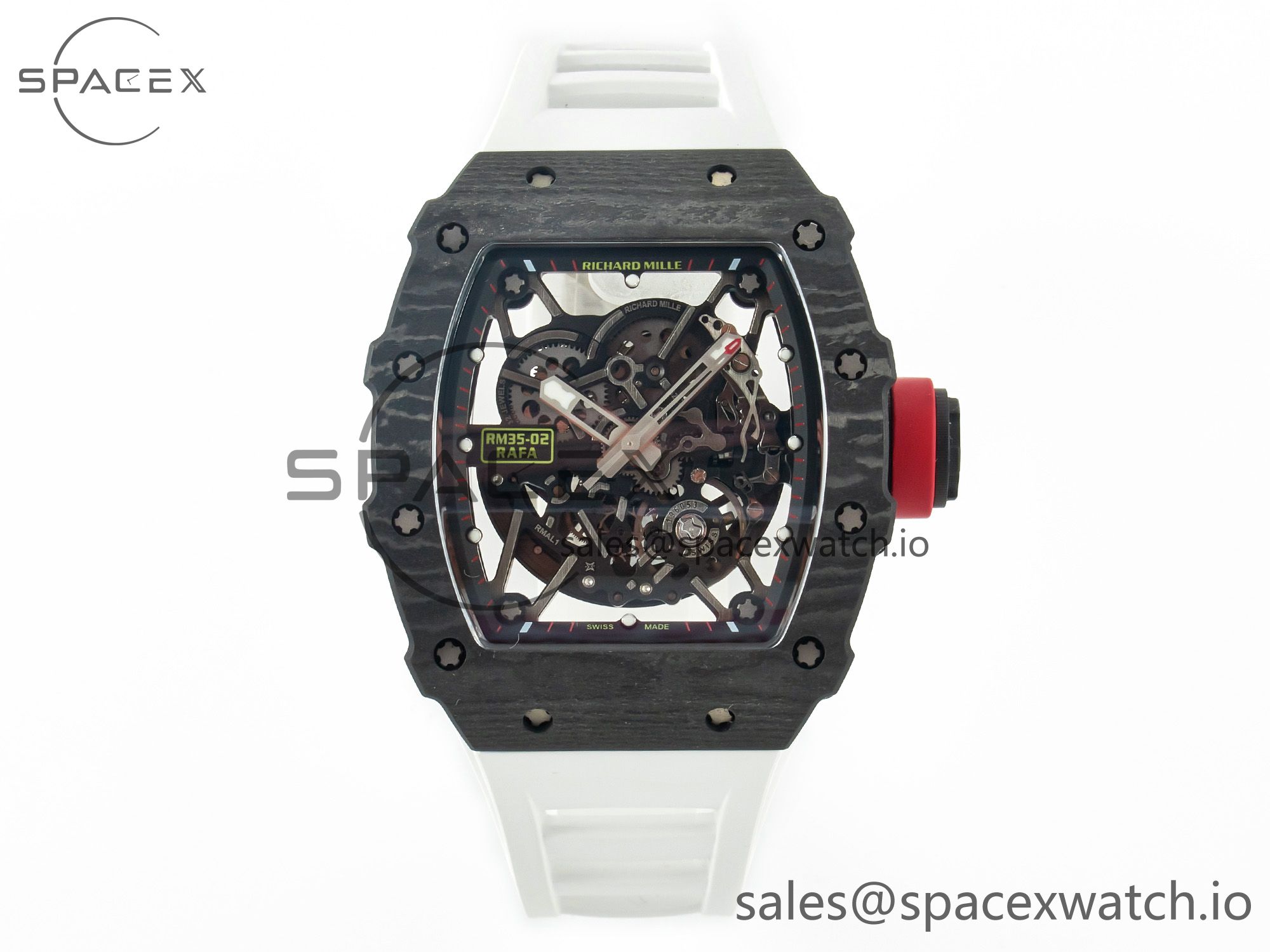 IMG_9254 拷贝 RM035 Carbon SONIC Best Edition Skeleton Dial on White Rubber Strap Clone RMUL2 V2 - Image 1