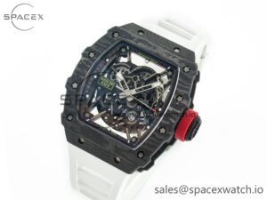 RM035 Carbon SONIC Best Edition Skeleton Dial on White Rubber Strap Clone RMUL2 V2 - Image 4