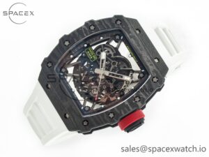 RM035 Carbon SONIC Best Edition Skeleton Dial on White Rubber Strap Clone RMUL2 V2 - Image 7