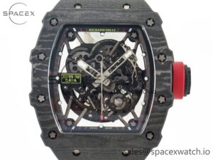 RM035 Carbon SONIC Best Edition Skeleton Dial on White Rubber Strap Clone RMUL2 V2 - Image 2