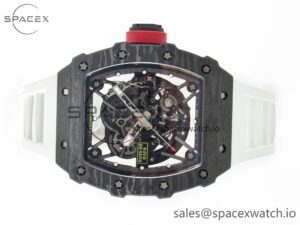 RM035 Carbon SONIC Best Edition Skeleton Dial on White Rubber Strap Clone RMUL2 V2 - Image 8