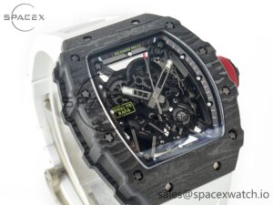 RM035 Carbon SONIC Best Edition Skeleton Dial on White Rubber Strap Clone RMUL2 V2 - Image 3