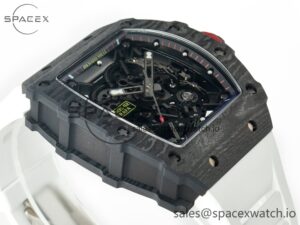 RM035 Carbon SONIC Best Edition Skeleton Dial on White Rubber Strap Clone RMUL2 V2 - Image 6