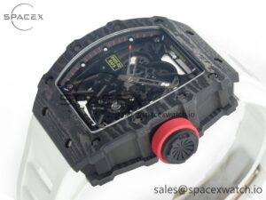 RM035 Carbon SONIC Best Edition Skeleton Dial on White Rubber Strap Clone RMUL2 V2 - Image 5