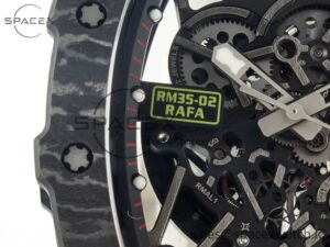 RM035 Carbon SONIC Best Edition Skeleton Dial on White Rubber Strap Clone RMUL2 V2 - Image 9