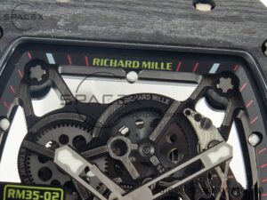 RM035 Carbon SONIC Best Edition Skeleton Dial on White Rubber Strap Clone RMUL2 V2 - Image 11