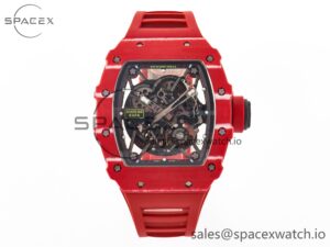 RM035 Red Carbon SONIC Best Edition Skeleton Dial on Red Rubber Strap Clone RMUL2 V2