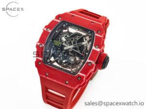 RM035 Red Carbon SONIC Best Edition Skeleton Dial on Red Rubber Strap Clone RMUL2 V2 - Image 4