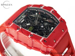 RM035 Red Carbon SONIC Best Edition Skeleton Dial on Red Rubber Strap Clone RMUL2 V2 - Image 6