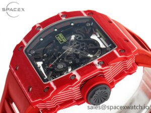 RM035 Red Carbon SONIC Best Edition Skeleton Dial on Red Rubber Strap Clone RMUL2 V2 - Image 5