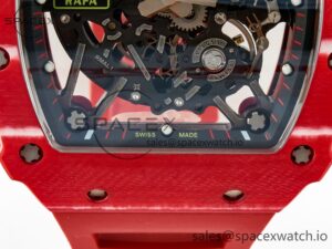 RM035 Red Carbon SONIC Best Edition Skeleton Dial on Red Rubber Strap Clone RMUL2 V2 - Image 12