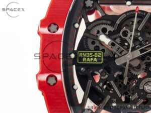 RM035 Red Carbon SONIC Best Edition Skeleton Dial on Red Rubber Strap Clone RMUL2 V2 - Image 9